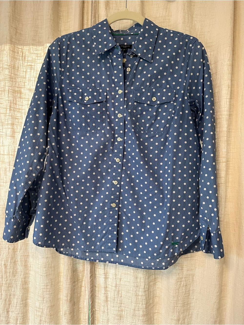 Talbots - Classic Blue Polka Dot Button-down Poplin - Women’s Medium Petite